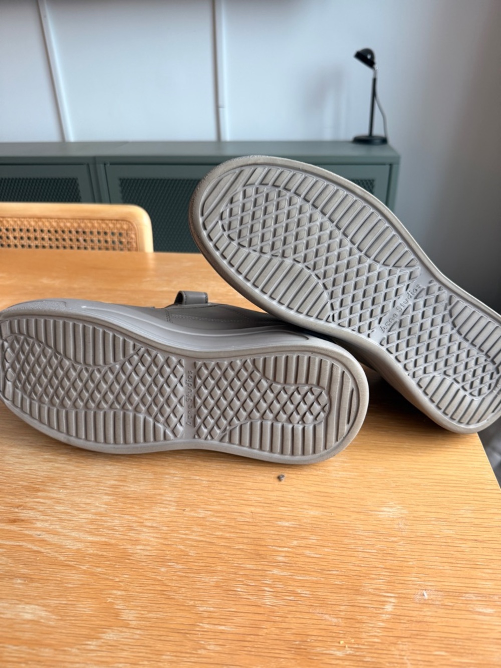 Acne Studios Grey Leather Velcro Sneakers - Picture 2 of 3